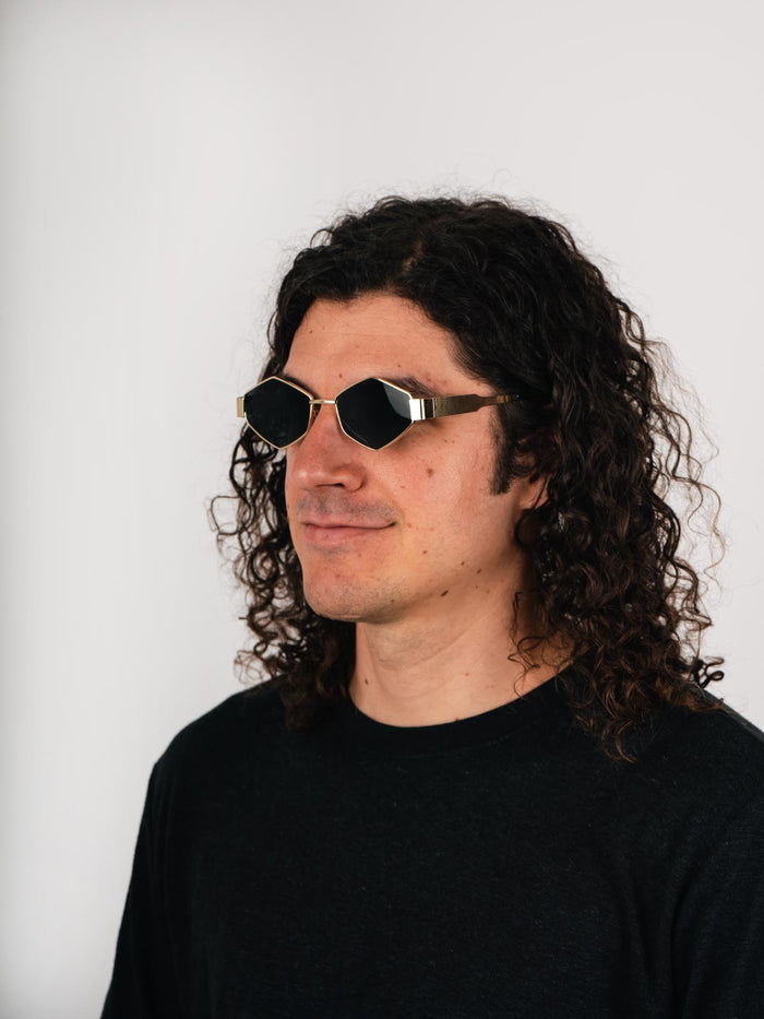 Angular Metal Festival Sunglasses | Gold/Black-Image 2