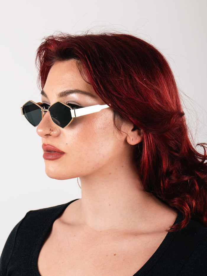 Angular Metal Festival Sunglasses | Gold/Black-Image 5