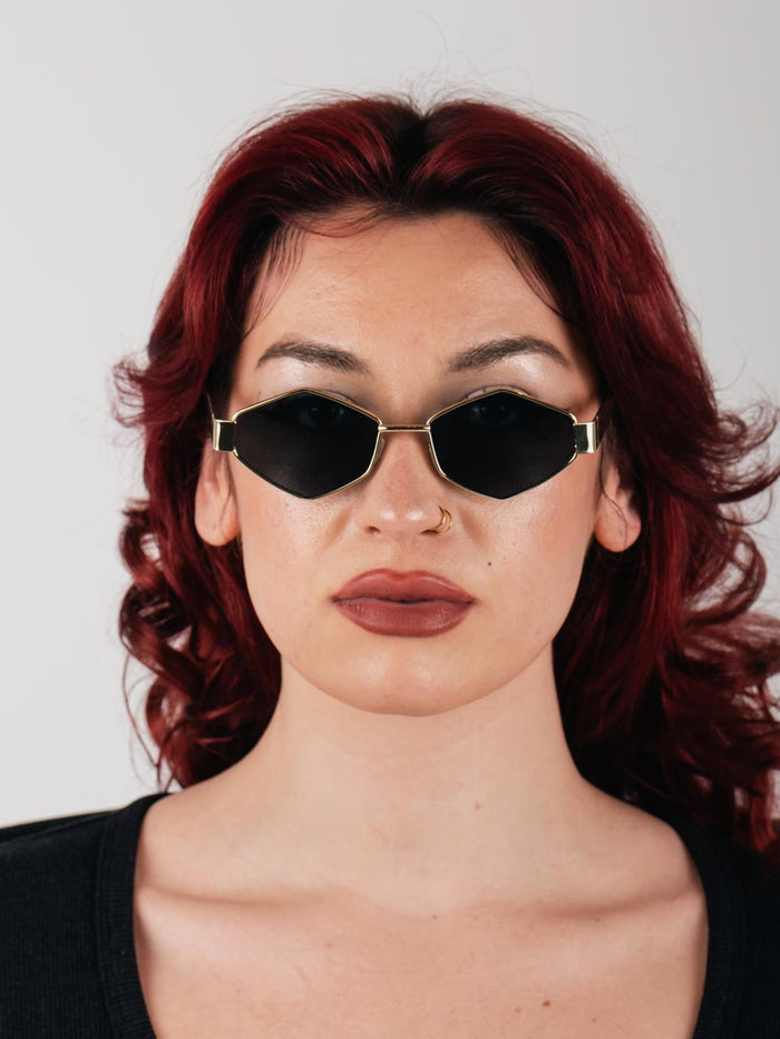 Angular Metal Festival Sunglasses | Gold/Black-Image 6