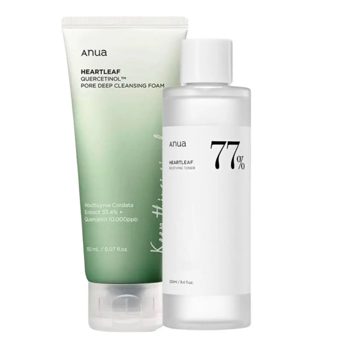 ANUA Heartleaf Cleansing Foam & Soothing Toner Set - DOKAN