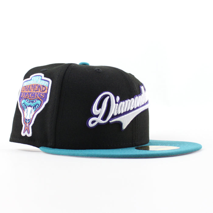 Arizona Diamondbacks 1998 Inaugural Season New Era 59Fifty Fitted Hat (Black Aqua Gray Under Brim)