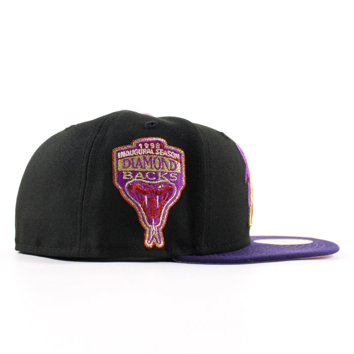 Arizona Diamondbacks 1998 Inaugural Season New Era 59Fifty Fitted Hat (Black Purple Pink Under Brim)