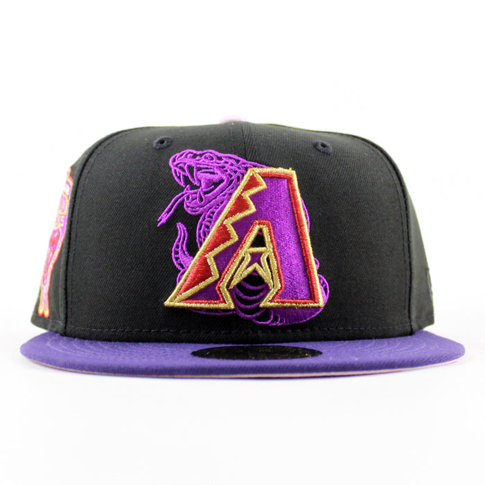 Arizona Diamondbacks 1998 Inaugural Season New Era 59Fifty Fitted Hat (Black Purple Pink Under Brim)