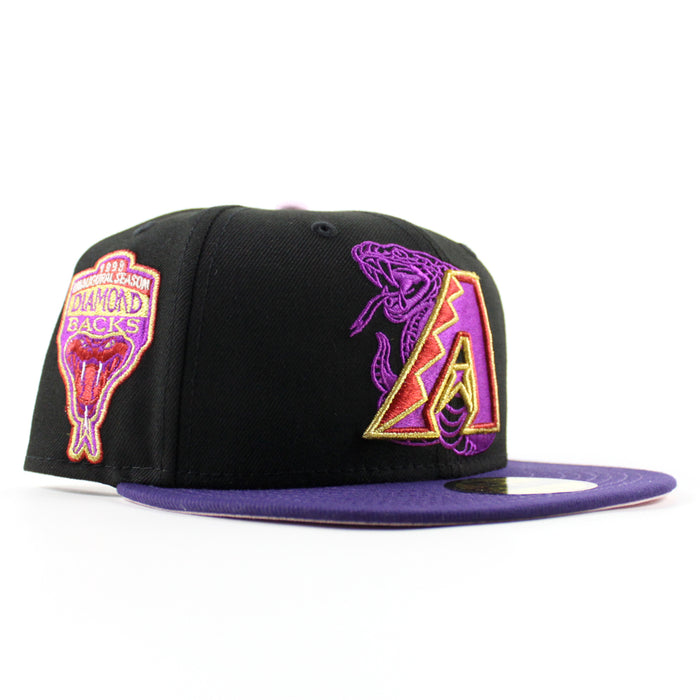 Arizona Diamondbacks 1998 Inaugural Season New Era 59Fifty Fitted Hat (Black Purple Pink Under Brim)