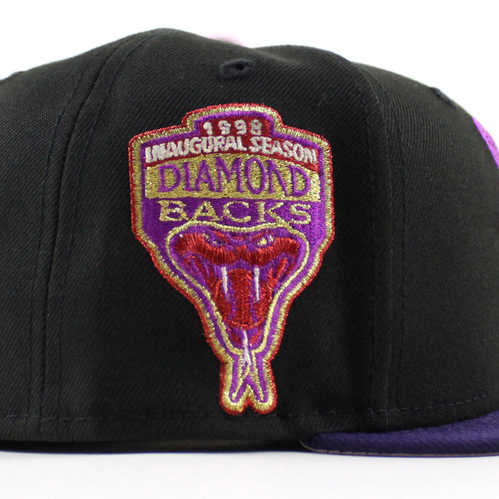 Arizona Diamondbacks 1998 Inaugural Season New Era 59Fifty Fitted Hat (Black Purple Pink Under Brim)