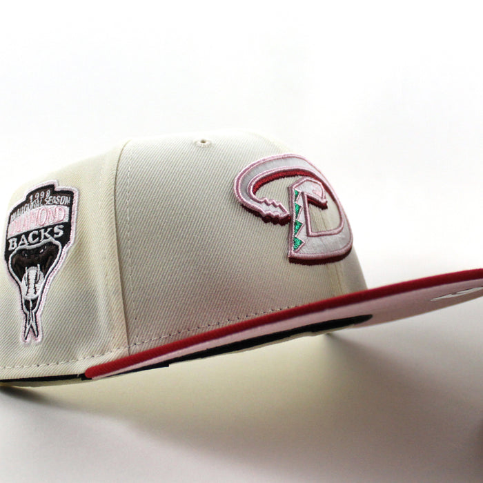Arizona Diamondbacks 1998 Inaugural Season New Era 59Fifty Fitted Hat (Chrome White Scarlet Red Pink Under Brim)