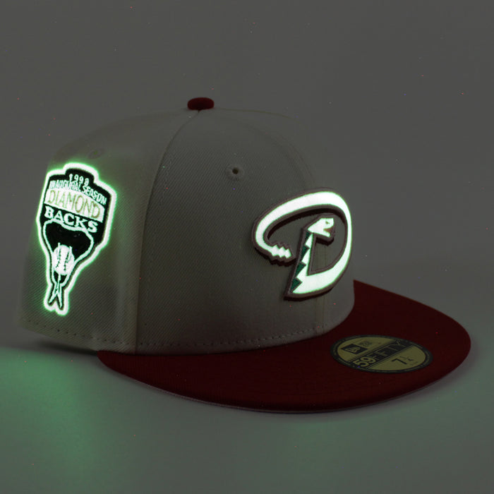 Arizona Diamondbacks 1998 Inaugural Season New Era 59Fifty Fitted Hat (Chrome White Scarlet Red Pink Under Brim)