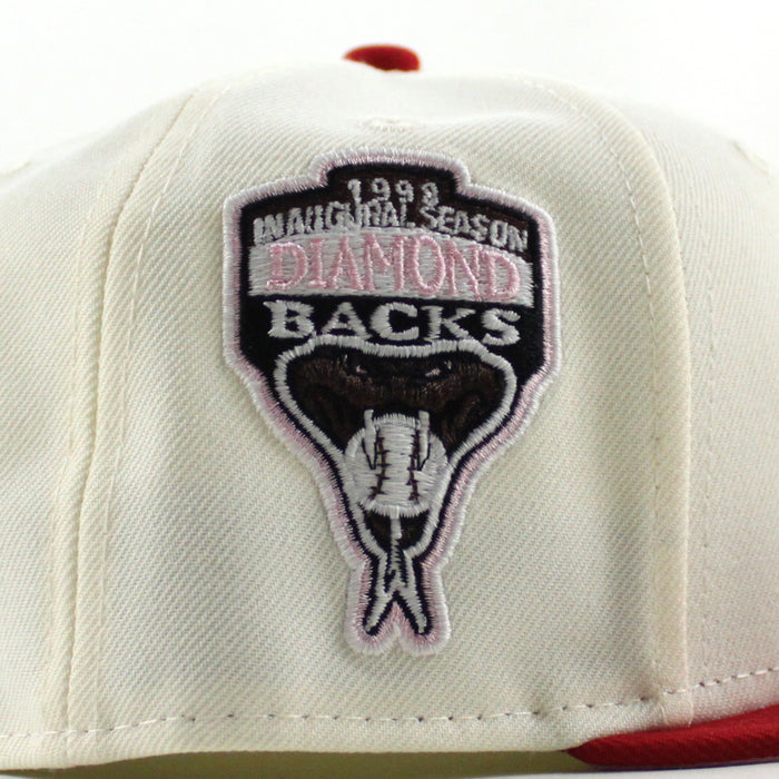 Arizona Diamondbacks 1998 Inaugural Season New Era 59Fifty Fitted Hat (Chrome White Scarlet Red Pink Under Brim)