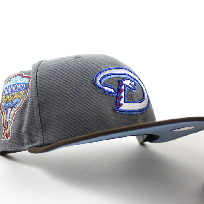 Arizona Diamondbacks 1998 Inaugural Season New Era 59Fifty Fitted Hat (Gray Walnut Brown Sky Blue Under Brim)