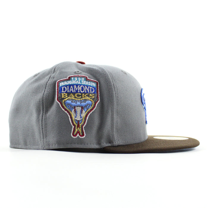 Arizona Diamondbacks 1998 Inaugural Season New Era 59Fifty Fitted Hat (Gray Walnut Brown Sky Blue Under Brim)