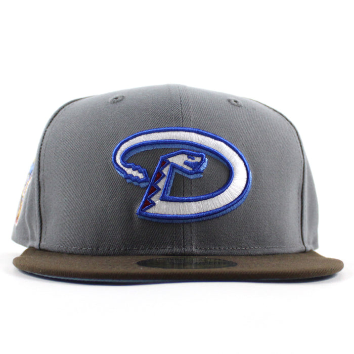 Arizona Diamondbacks 1998 Inaugural Season New Era 59Fifty Fitted Hat (Gray Walnut Brown Sky Blue Under Brim)
