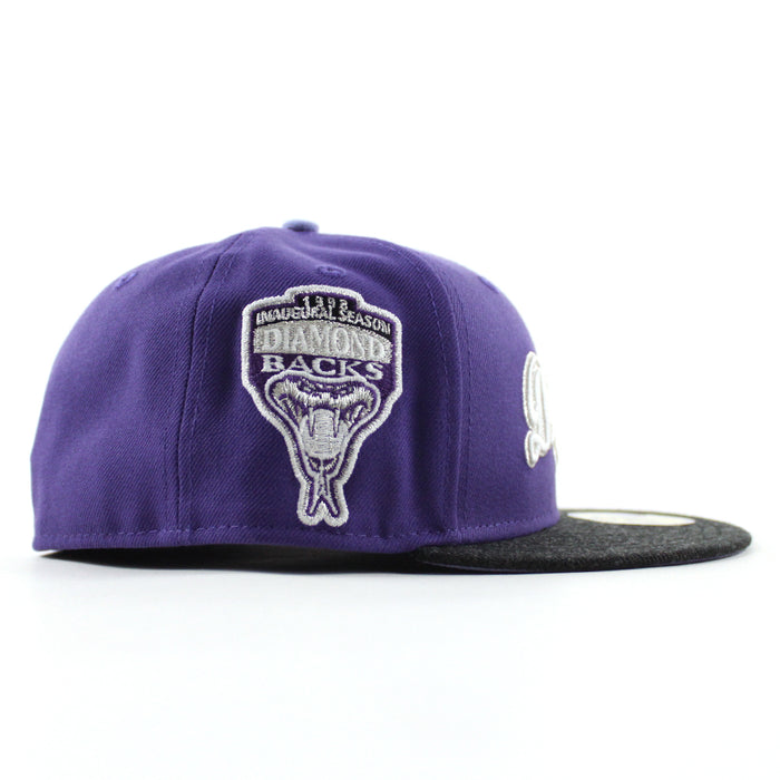 Arizona Diamondbacks 1998 Inaugural Season New Era 59Fifty Fitted Hat (New Orchid Black Lavender Under Brim)