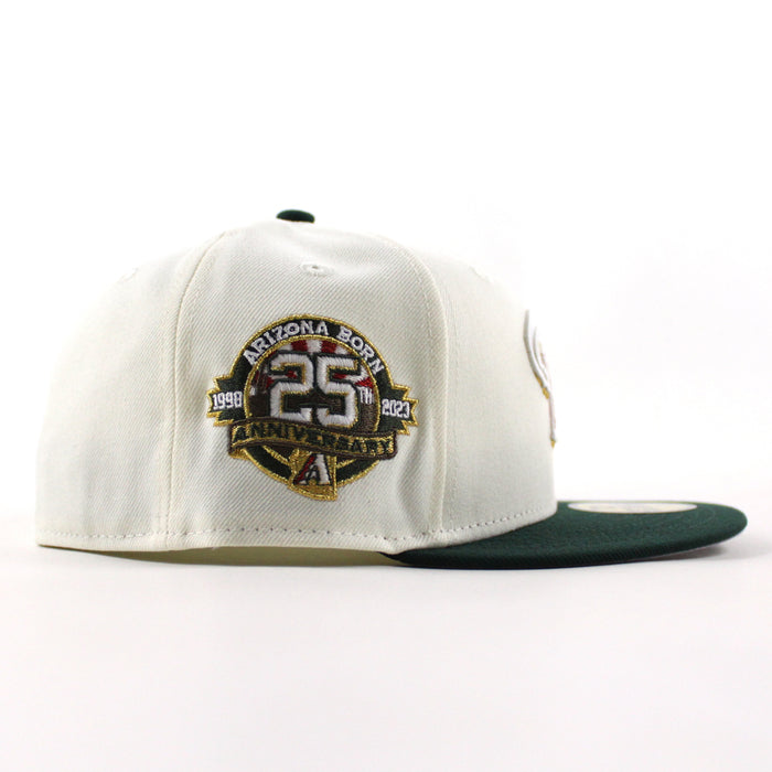 Arizona Diamondbacks 25th anniversary New Era 59Fifty Fitted Hat (Chrome White Green Gray Under Brim)