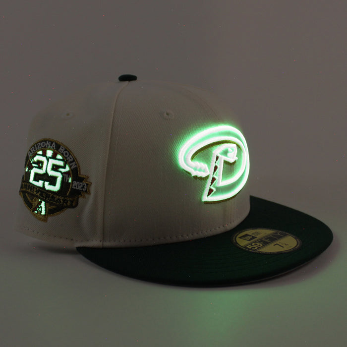 Arizona Diamondbacks 25th anniversary New Era 59Fifty Fitted Hat (Chrome White Green Gray Under Brim)