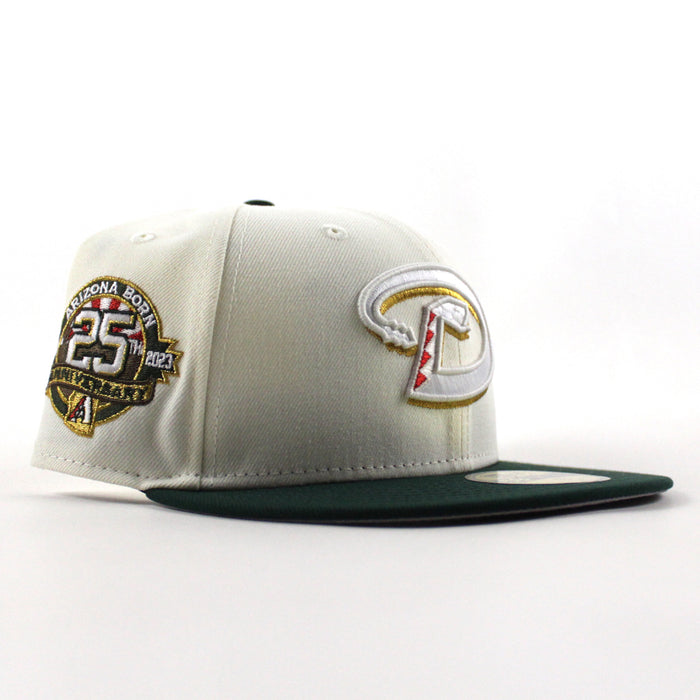 Arizona Diamondbacks 25th anniversary New Era 59Fifty Fitted Hat (Chrome White Green Gray Under Brim)
