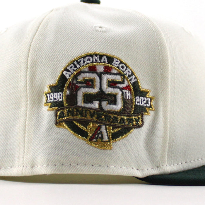 Arizona Diamondbacks 25th anniversary New Era 59Fifty Fitted Hat (Chrome White Green Gray Under Brim)