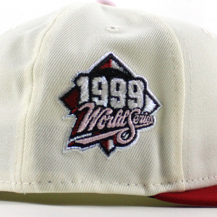 Atlanta Braves 1999 World Series New Era 59Fifty Fitted Hat (Chrome White Scarlet Red Pink Under Brim)