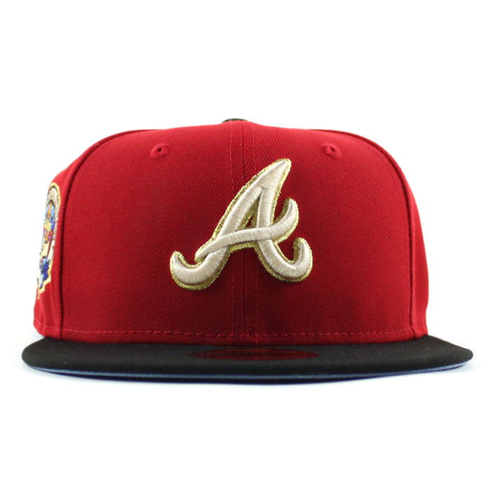 Atlanta Braves 2017 inaugural Season New Era 59Fifty Fitted Hat (Scarlet Red Black Sky Blue Under Brim)
