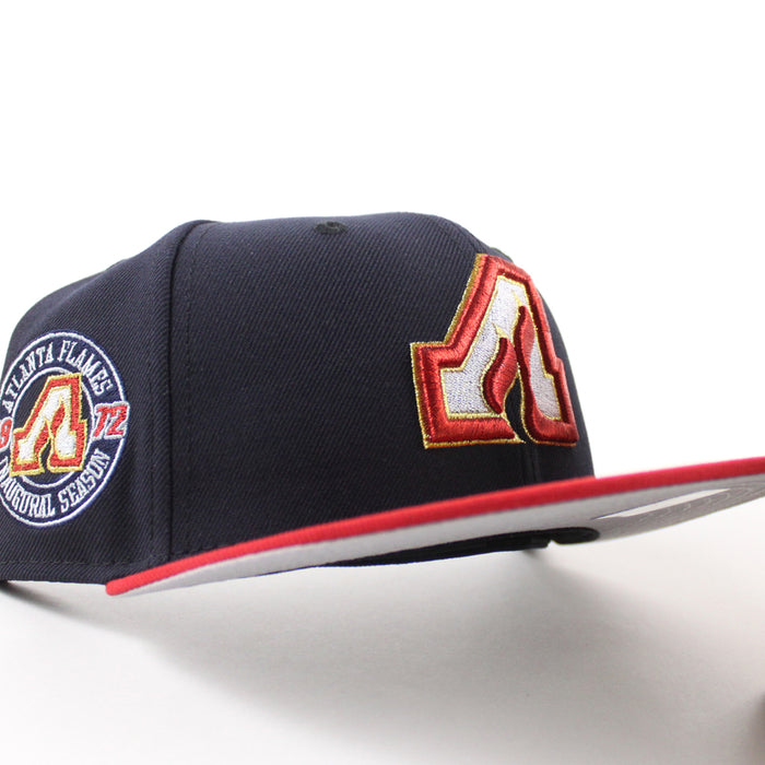 Atlanta Flames Inaugural Season Patch New Era 59Fifty Fitted Hat (Navy Red Gray Under brim)