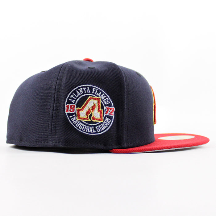 Atlanta Flames Inaugural Season Patch New Era 59Fifty Fitted Hat (Navy Red Gray Under brim)