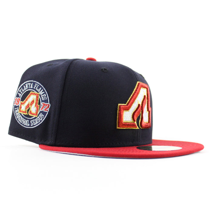 Atlanta Flames Inaugural Season Patch New Era 59Fifty Fitted Hat (Navy Red Gray Under brim)