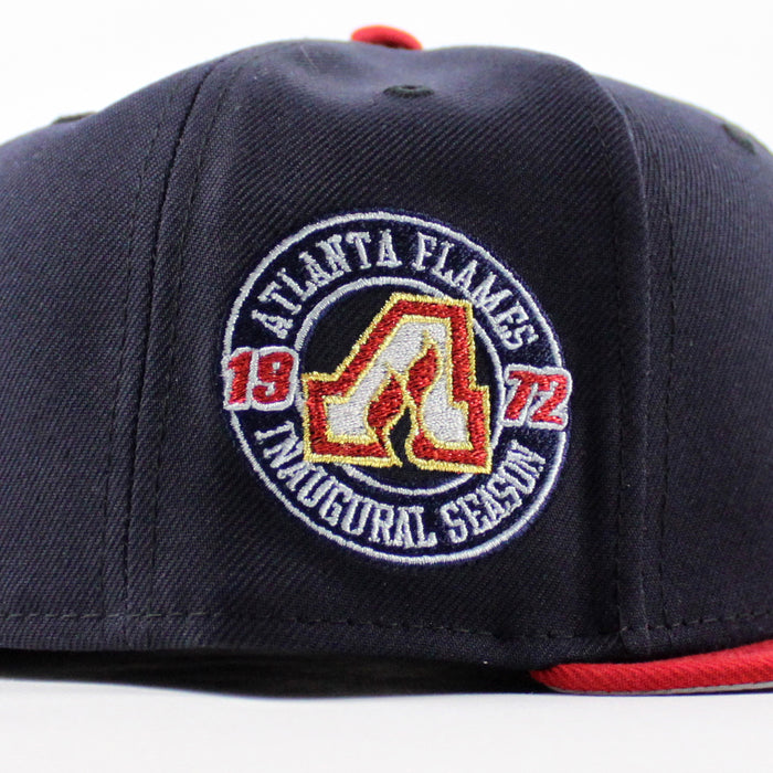 Atlanta Flames Inaugural Season Patch New Era 59Fifty Fitted Hat (Navy Red Gray Under brim)