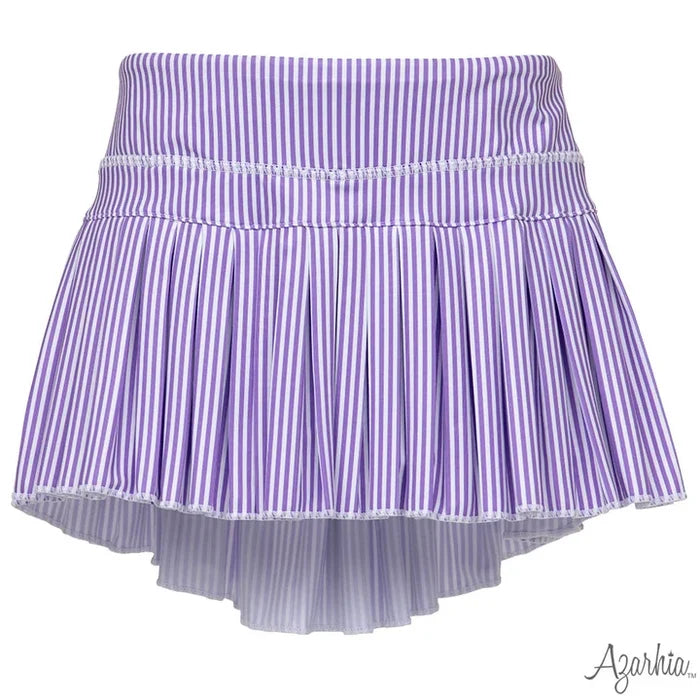 Azarhia Purple Stripes Mini Pleated Skort
