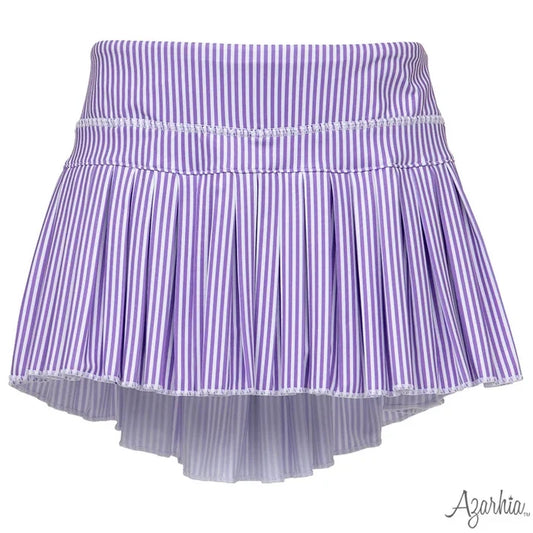 Azarhia Purple Stripes Mini Pleated Skort
