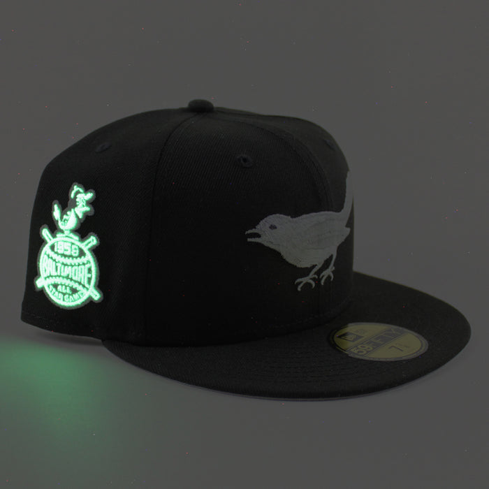 Baltimore Orioles 1968 All Star Game 59Fifty New Era Fitted Hat Iris Pack (Metallic Iris Pack Black Gray Under Brim)