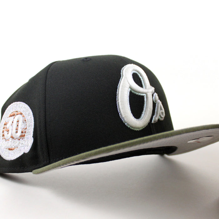 Baltimore Orioles 30th Anniversary 59Fifty New Era Fitted Hat (Black Olive Green Gray Under Brim)