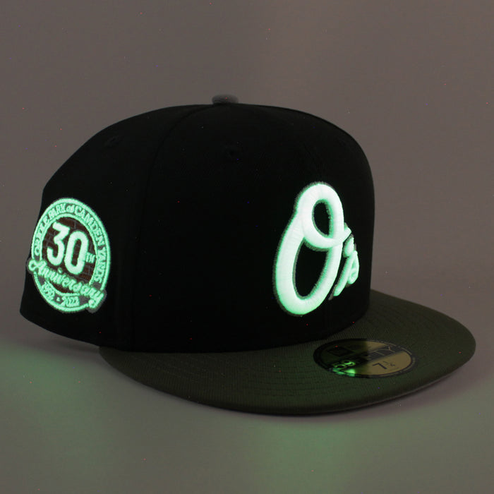 Baltimore Orioles 30th Anniversary 59Fifty New Era Fitted Hat (Black Olive Green Gray Under Brim)