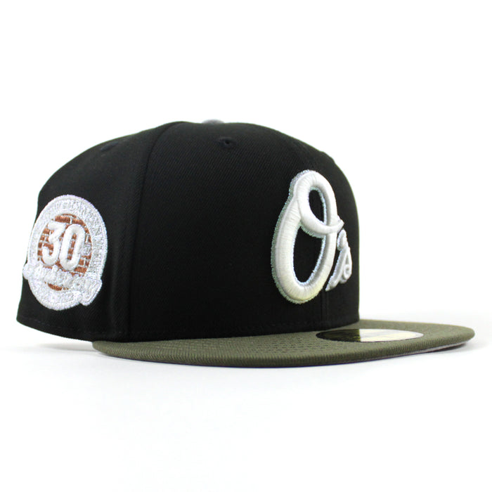 Baltimore Orioles 30th Anniversary 59Fifty New Era Fitted Hat (Black Olive Green Gray Under Brim)