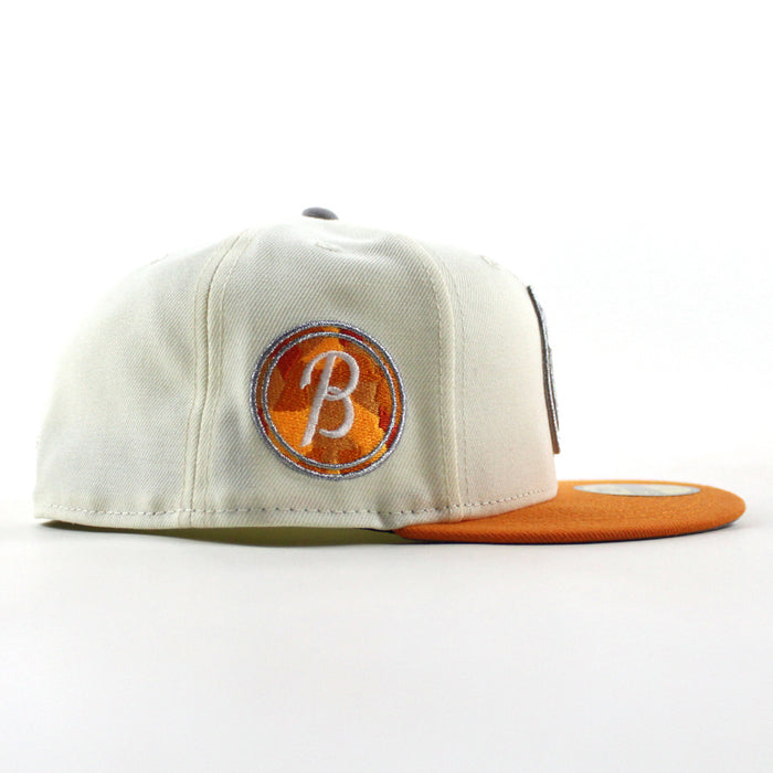 Baltimore Orioles B Patch 59Fifty New Era Fitted Hat (Chrome White Orange Gray Under Brim)