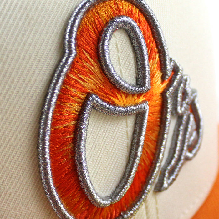 Baltimore Orioles B Patch 59Fifty New Era Fitted Hat (Chrome White Orange Gray Under Brim)