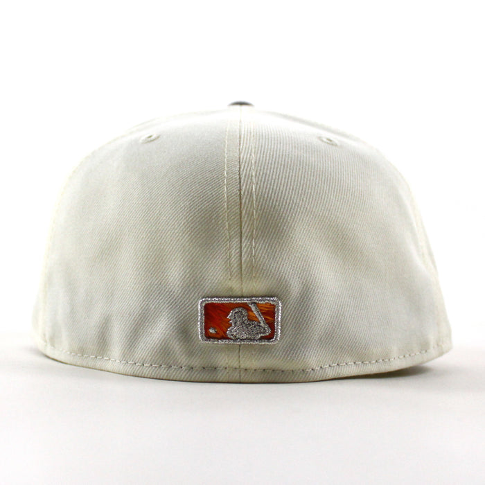 Baltimore Orioles B Patch 59Fifty New Era Fitted Hat (Chrome White Orange Gray Under Brim)