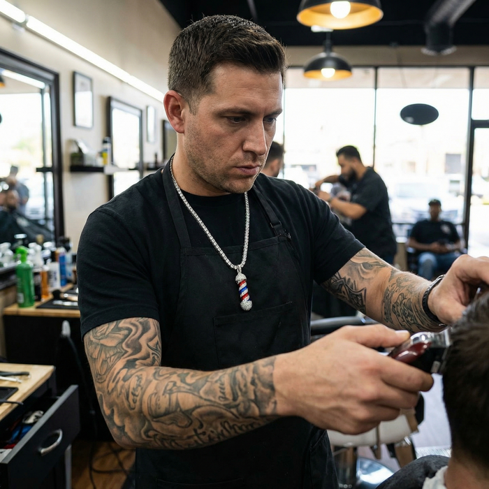 Barber Logo  Pendant And Chain