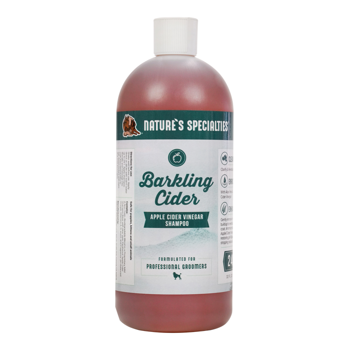 Nature's Specialties Barkling Cider cat and dog shampoo in 32 oz size bottle.