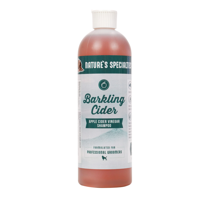 Nature's Specialties Barkling Cider cat and dog shampoo in 16 oz size bottle.