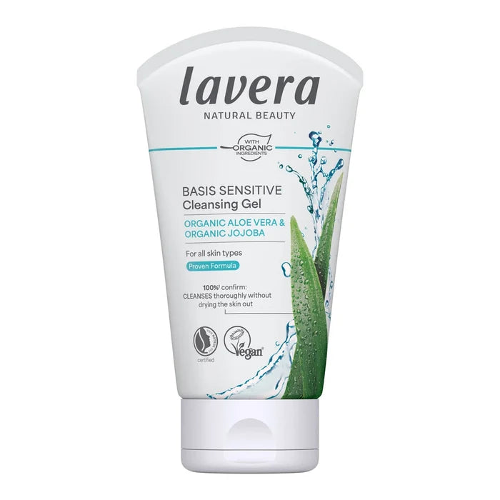 Lavera Basis Sensitive Cleansing Gel tube on a white background