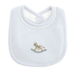 BCC Cute Rocking Horse Emb. Bib-Blue