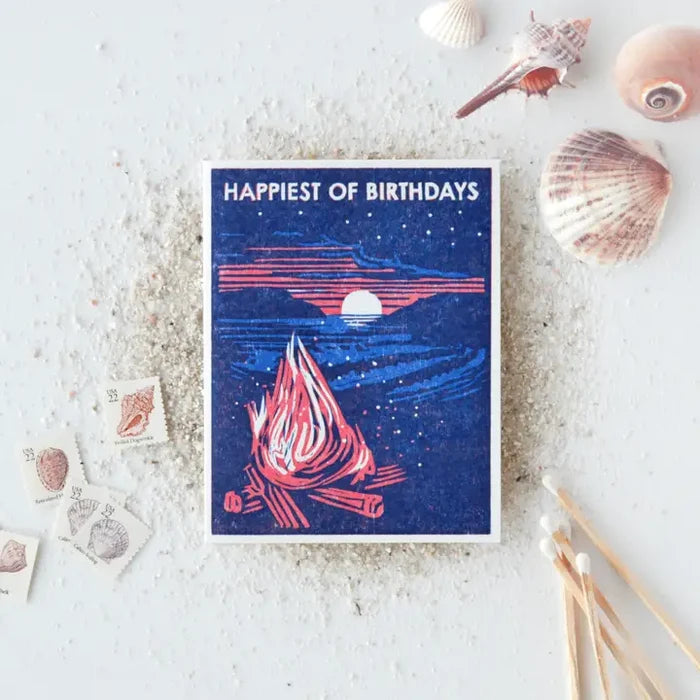 Beach Bonfire Happiest of Birthdays Card