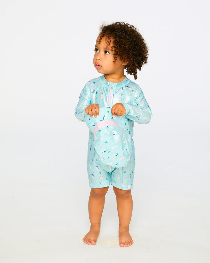 Beach Hat Blue Seahorse Print-1