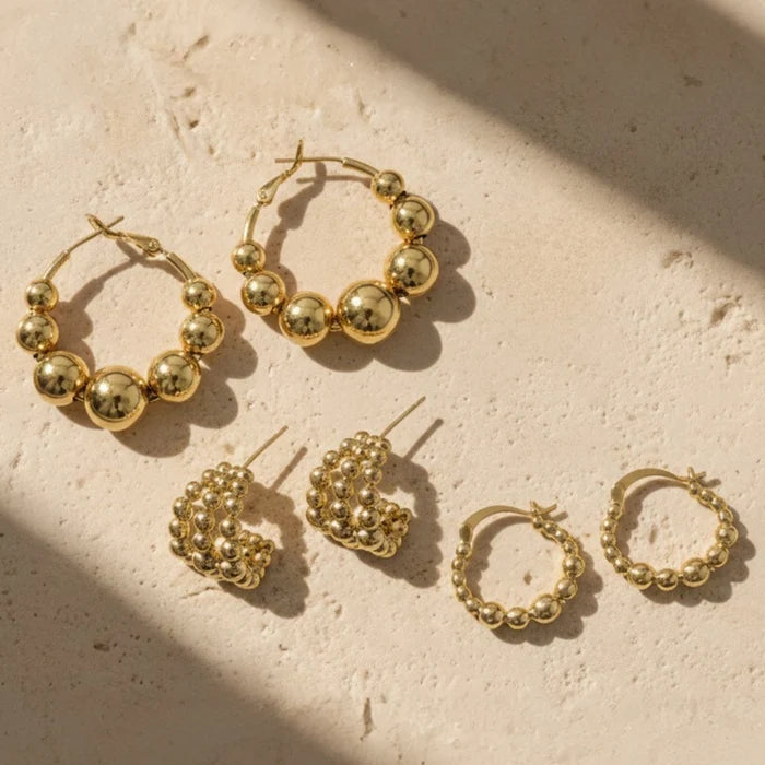 Beaded Hoops Earrings-2 Sizes