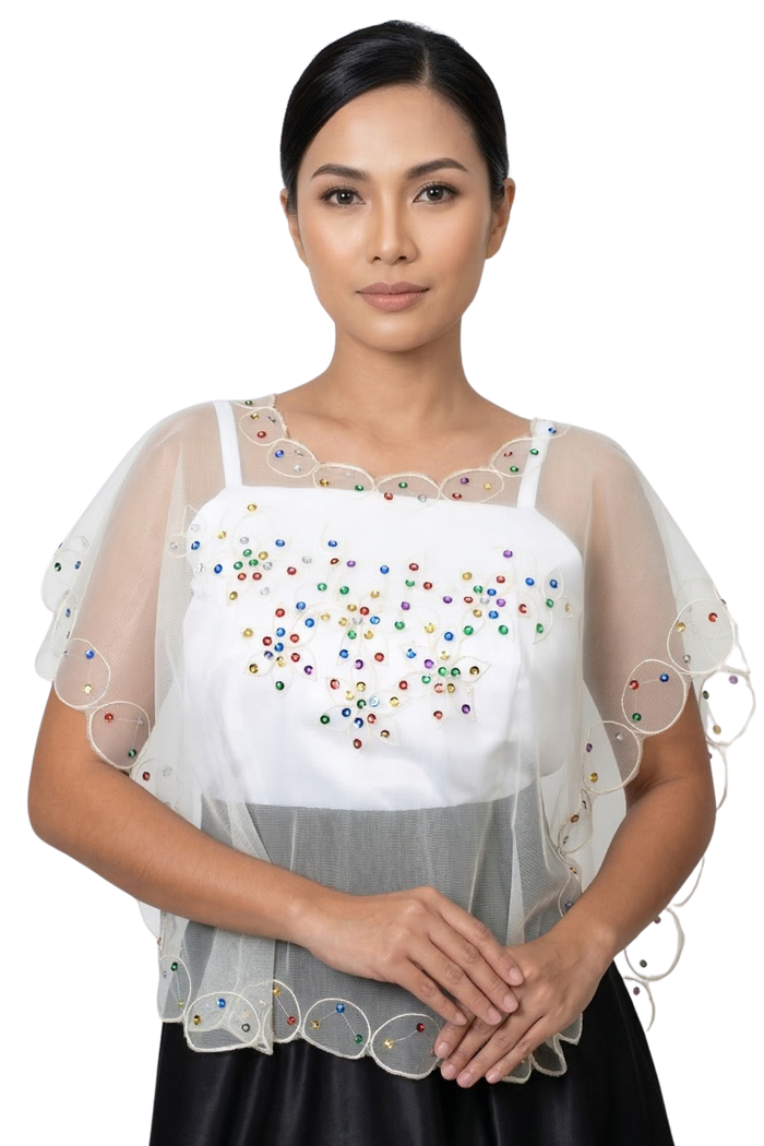 White Filipiniana Kimona