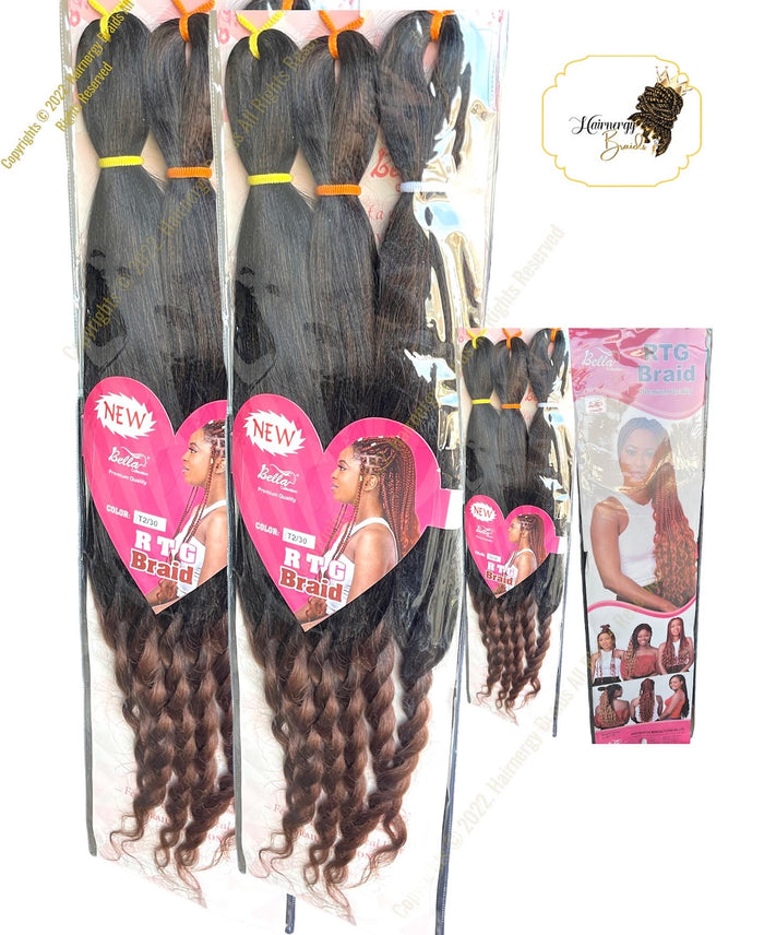 Bella Collection RTG Braid Pre-stretched Ombre Braiding hair extension with curly ends