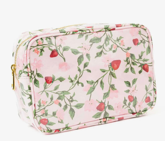 Berry Botanical Clear Coated Rectangular Cosmetic Bag
