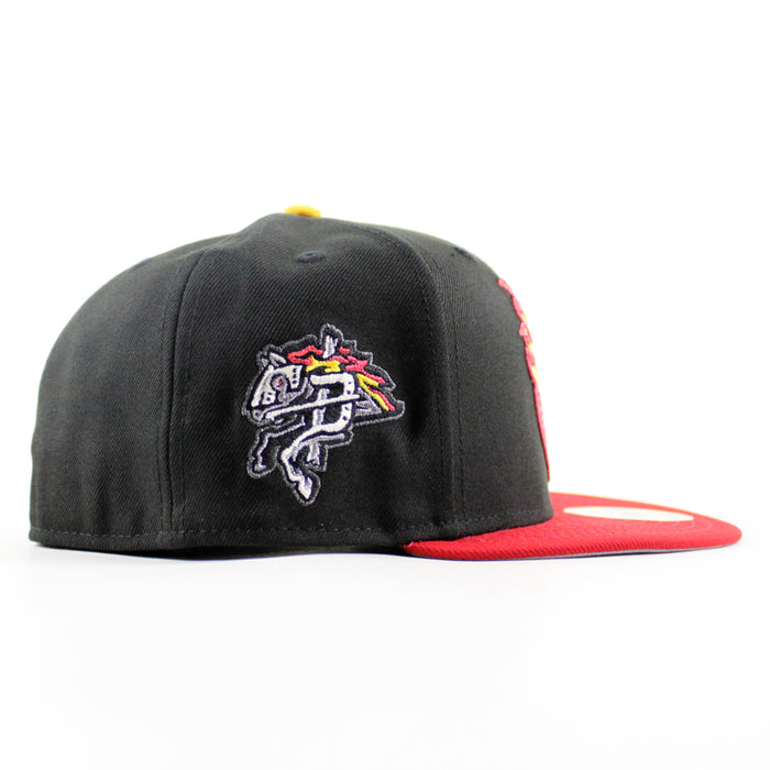 BINGHAMTON RUMBLE PONIES New Era 59Fifty Fitted Hat (Black Red Gray Under Brim)