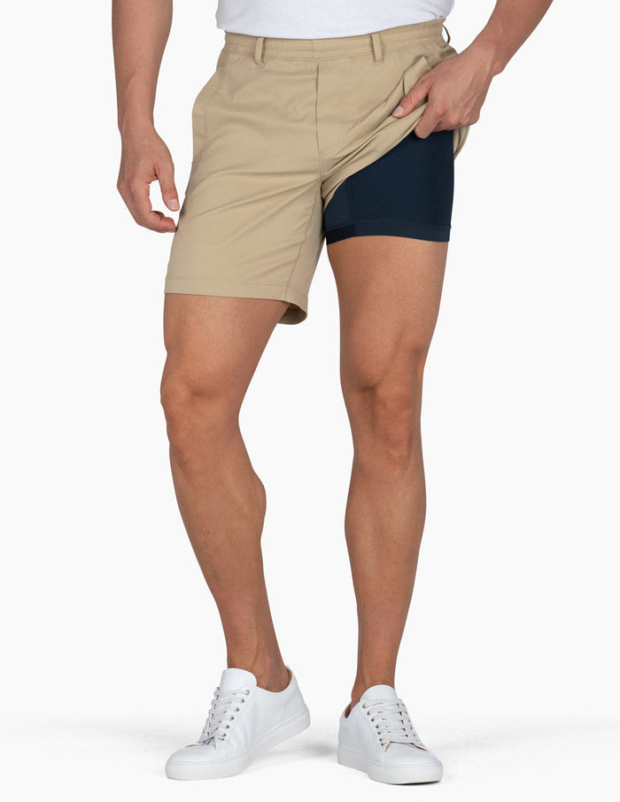 Birddogs 7" Khaki Shorts with Liner Apparel Birddogs Beige Small
