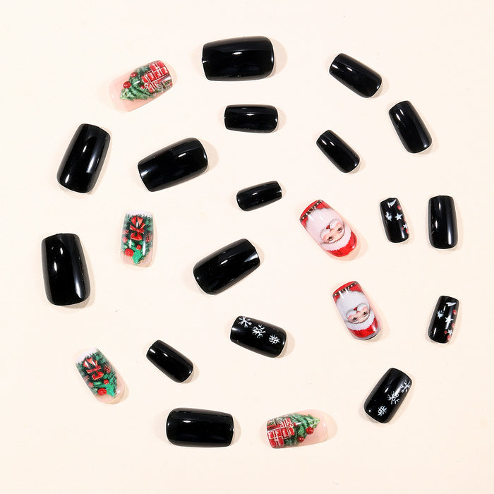 Black manicure Santa Claus