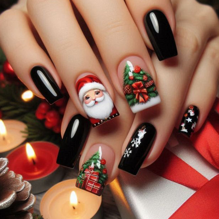 Black manicure Santa Claus